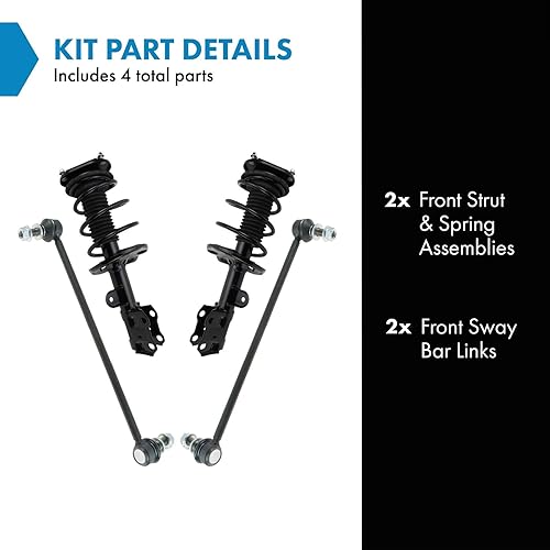 Miniatura 616 de TRQ Kit de suspensión delantera, conjunto de amortiguadores y resortes, barra estabilizadora, enlace estabilizador compatible con Chevrolet