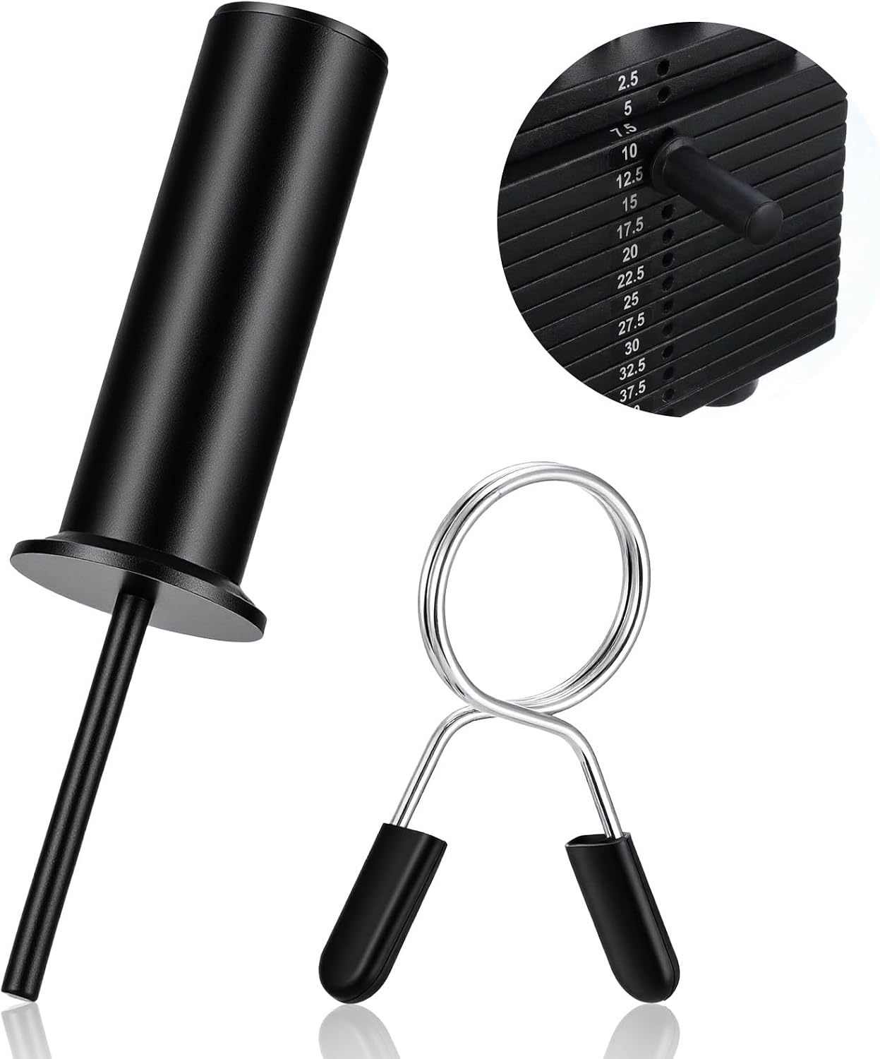 Gym Pin for Weight Stack Machine, Weight Stack Pin with Spring Clip Collar, Weight Stack Extender Pin for Gym Cable Machine, Commercial Gym and Home Gym Fitness Equipment