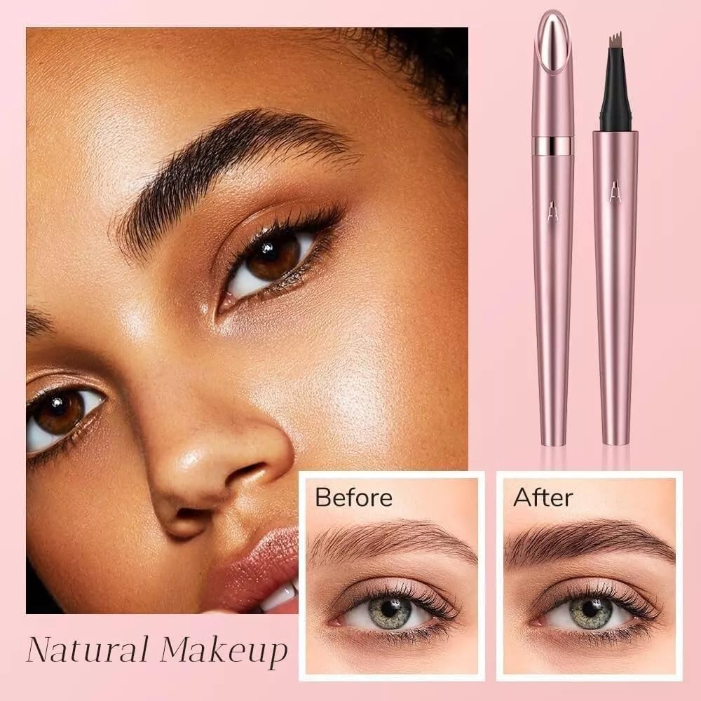 SANHIGHEND New 3D Micro Eyebrow Pencil with 4 Fork Tip Applicator, Waterproof Eyebrow Pencil for Natural Looking Brows (Black) - Image 2