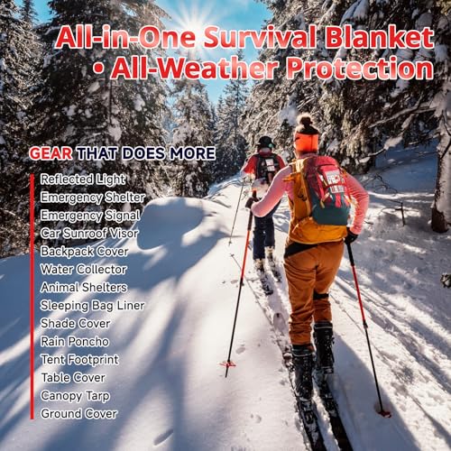 Image of SecuCaptain Survival Emergency Thermal Blankets: Extra Large 84 inch x63 inch 4 /10 /25 /30 /50 /75 /100 PCS Space Mylar Blanket Kit for Outdoor Cold Winter Camping Hiking Car Bug Out Bag or First Aid