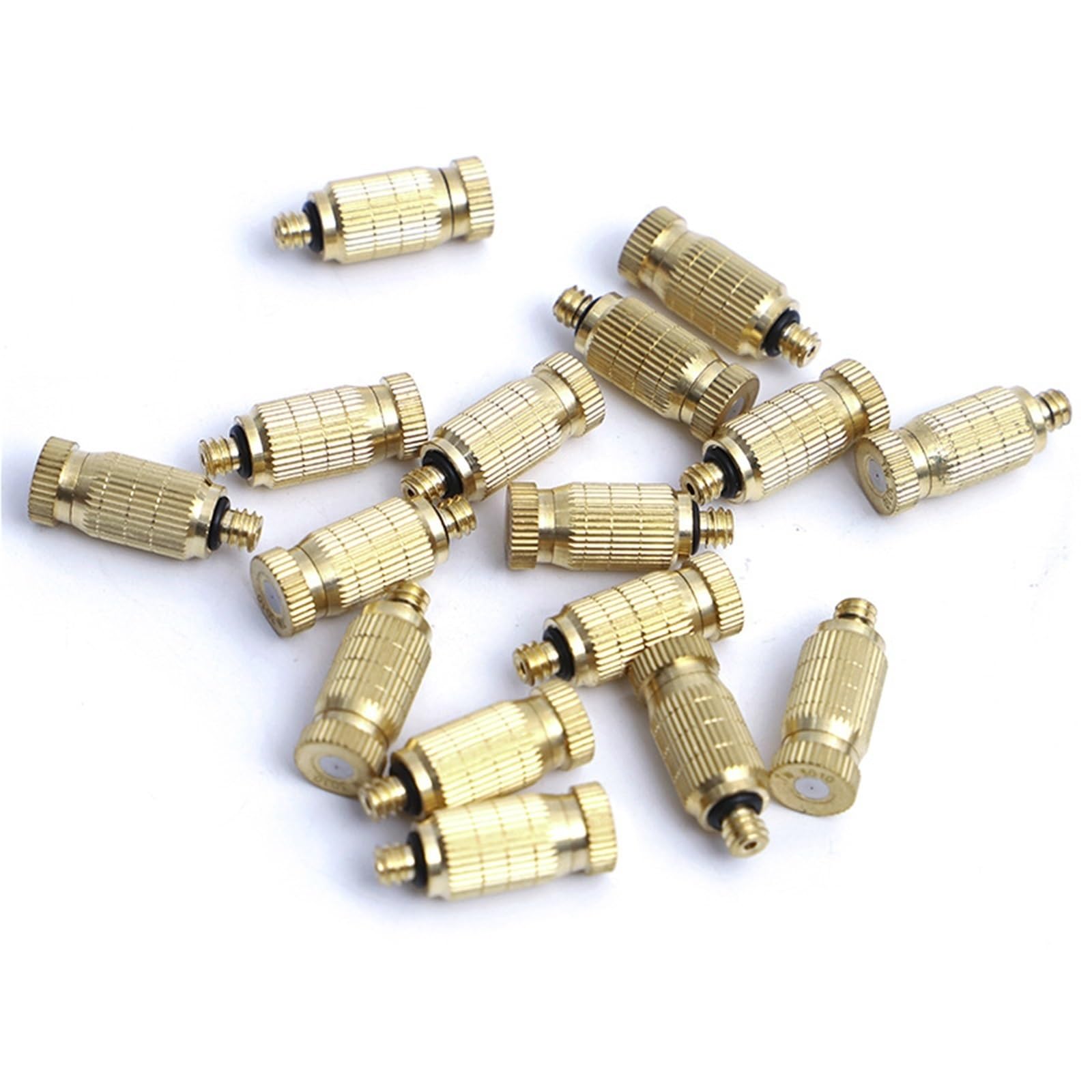 50 piezas Kit de Boquillas de Nebulización Alta presión Boquillas de Niebla de Latón Rosca de 3/16" para Sisteme de Nebulización Sisteme de Enfriamiento Al Aire Libre Nebulizer del Agu, Oro(0.3mm)