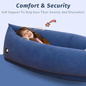 Inflatable Sensory Pea pod Chair for Kids, Sensory Toy for for Autism, 152cm ADHD Chair with Handle, Tear-Proof PVC for Safe Rocking & Relaxation, Includes Electric Air Pump & 3 Spike Sensory Balls