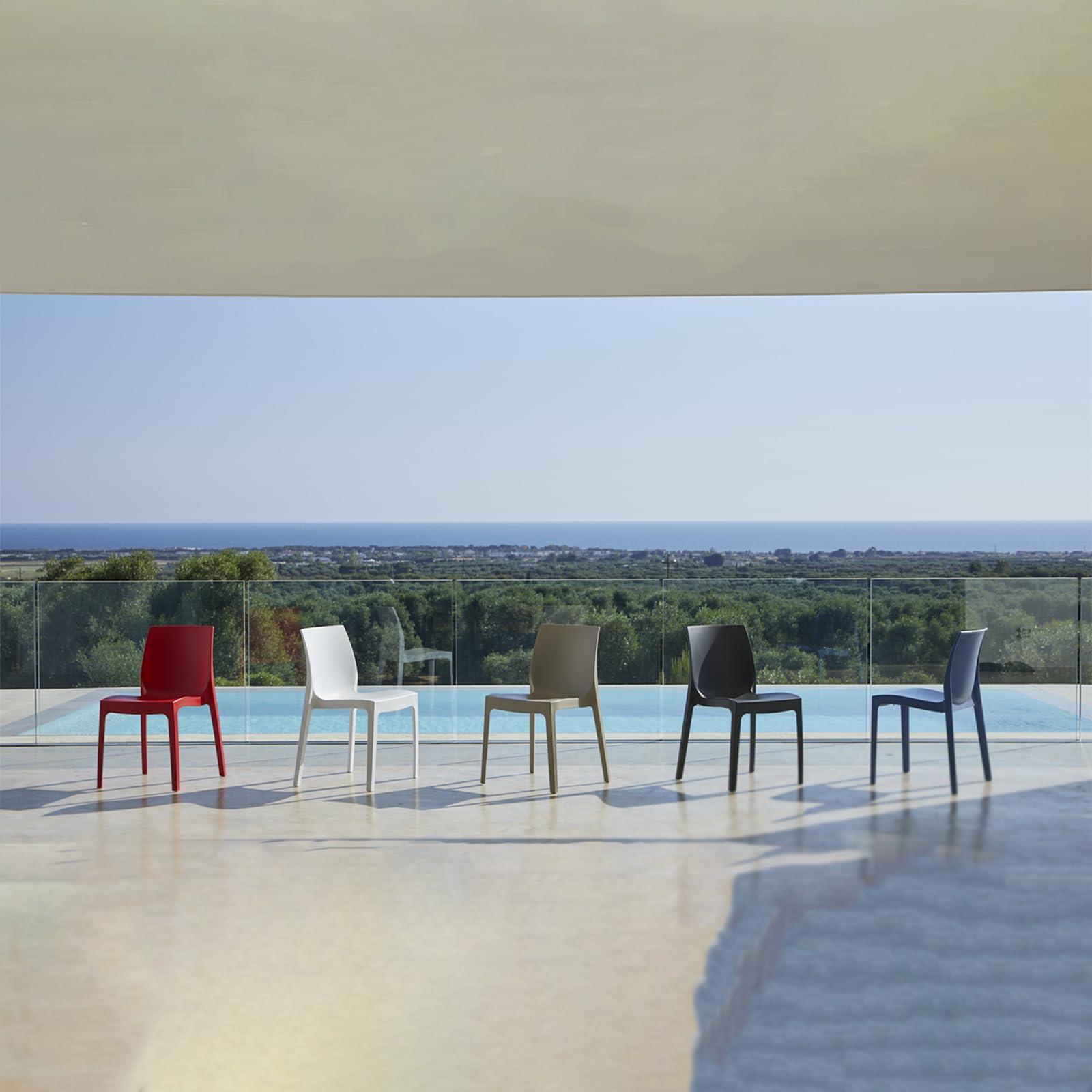 MONDO VIRO Sedia da pranzo Perla in polipropilene per giardino impilabile antiscivolo cm 47x55 82h (Tortora)