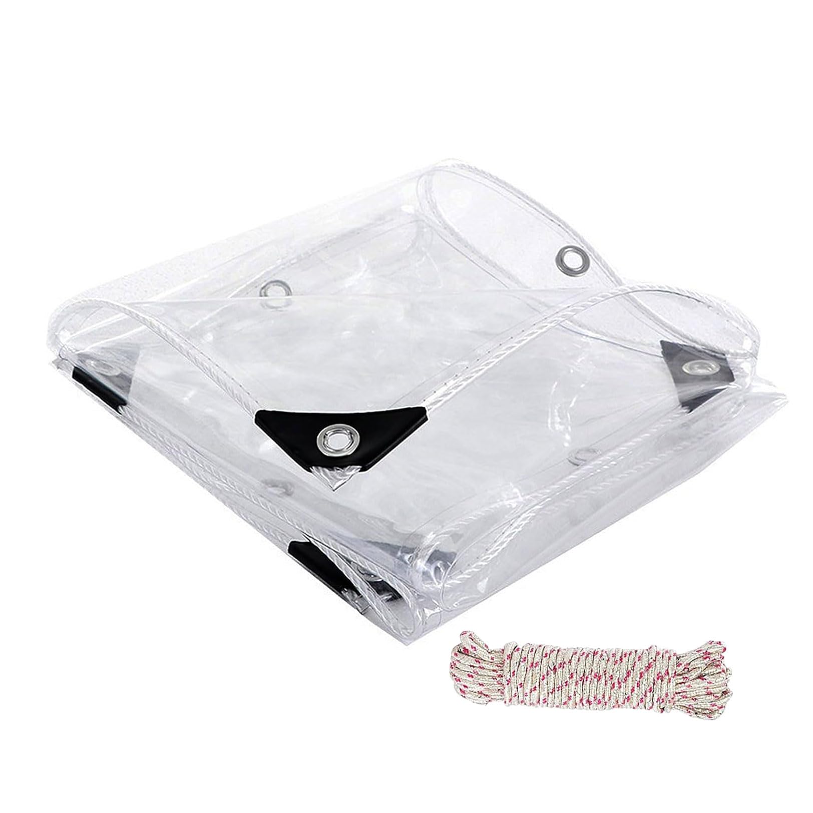 Clear Tarpaulin Waterproof Heavy Duty 6X10M Transparent PVC Clear Tarp with Eyelets and Rope, Waterproof tarpaulins for Home Garden Outdoor Camping Caravan