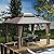Kozyard Caesar 10'x12' Hardtop Gazebo - Permanent Metal Pavilion with Netting and Shaded Curtains for Patio, Backyard, and Deck - Galvanized Steel Outdoor Aluminum Canopy, Double Roof Gazebo (Brown)