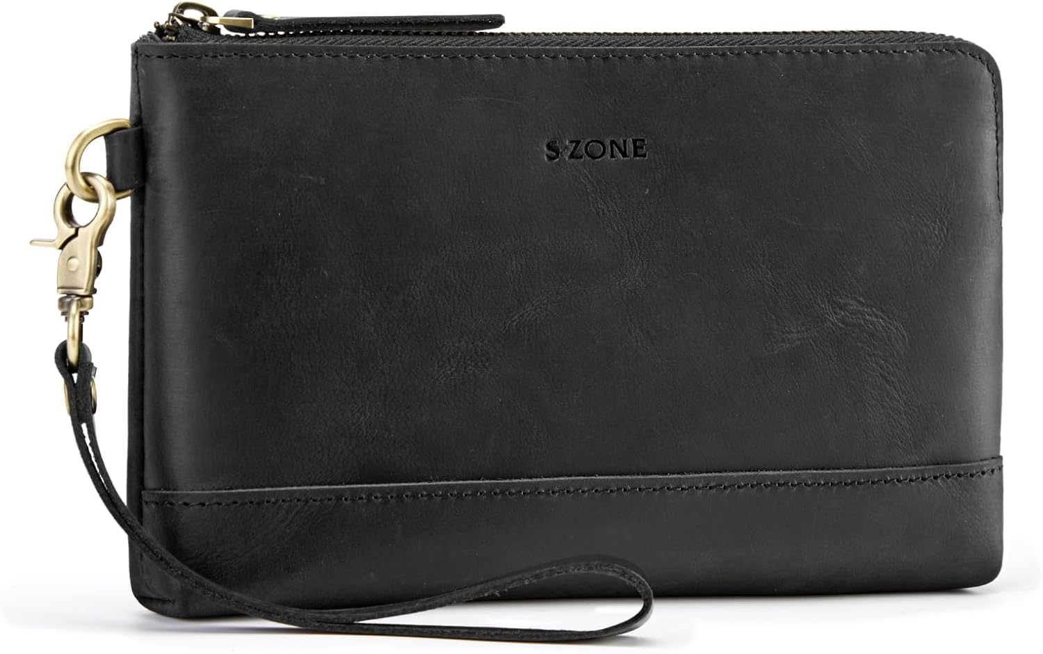 S-ZONE Leather Clutch Purses for Women Wristlet Wallets Small Clutch with Detachable Strap Card Holder Coin Purse