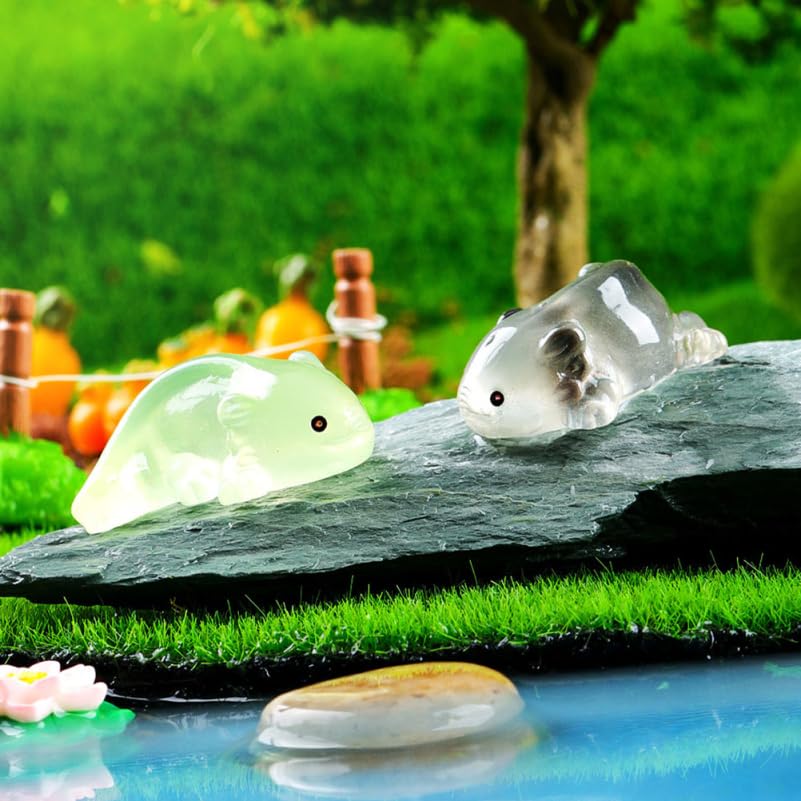 Abaodam 9pcs Mini Resin Ornaments for Home Decor Glow Dark Miniature Animal Statues Nursery Wall Decor, Assorted Color - Image 3