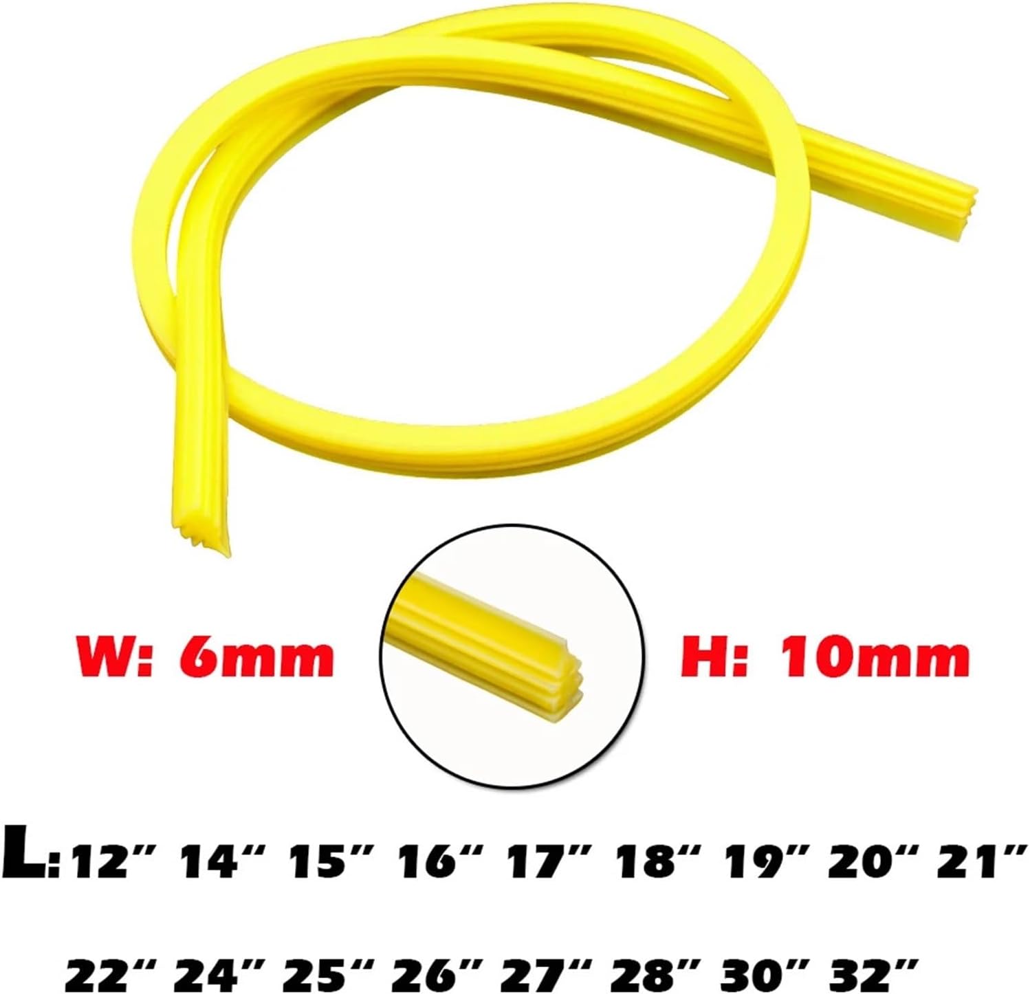 2 PCS Car Wiper Blade Silica Gel Silicon Refill Strips Boneless Wipers 6mm 14"16"17"18"19"20"21"22"24"26"28"30"32"(2pcs 14 inch)
