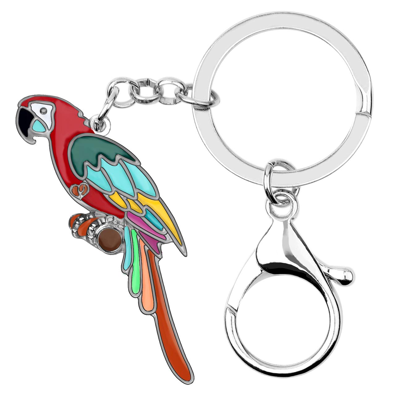 Doway Women's Multicolor Enamel Macaw Parrot Keychain Car Key Charms Purse Handbags Pendant Bird Keyring Gifts (Multicolor)