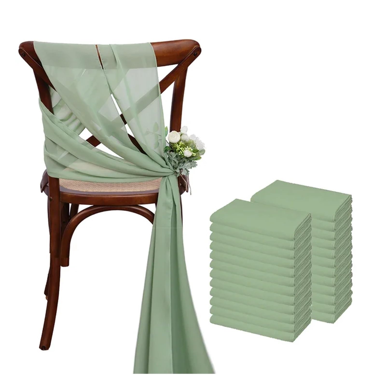 Stuhlschleifen,Stuhlschleife Hochzeit 24 Stück 17x275cm Chiffon-Stuhlschärpen 12er Set weiße Stuhlschärpen Hochzeitsstuhlhussen Band Hochzeitsparty Gangstuhl Dekor(Green1)