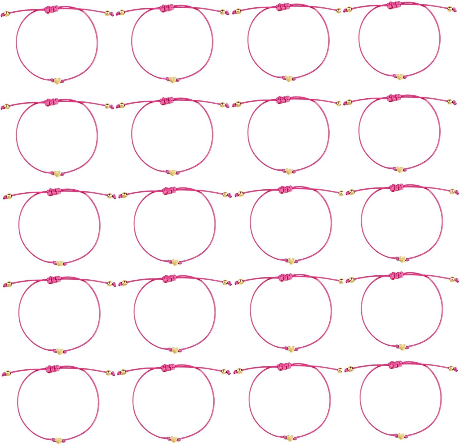 20 Pcs Women Men Simple Heart Bracelet Adjustable Rope String Lucky Gift Bracelet For Birthday Holiday Anniversary