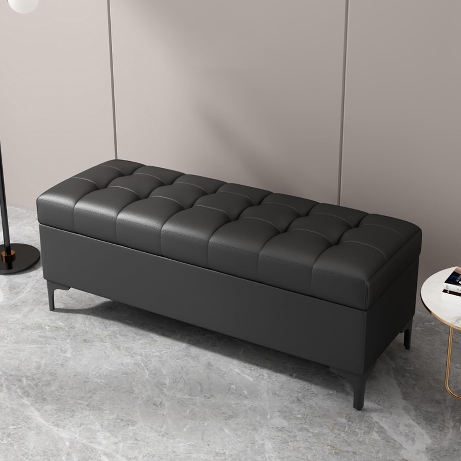 LWJSOCP Soft Close Sto Ottoman for Bedroom & Living Room - Recular Footstool & Shoe Bench Slish Sto Solut Versatile Ottoman Stools & End of Bed Bench