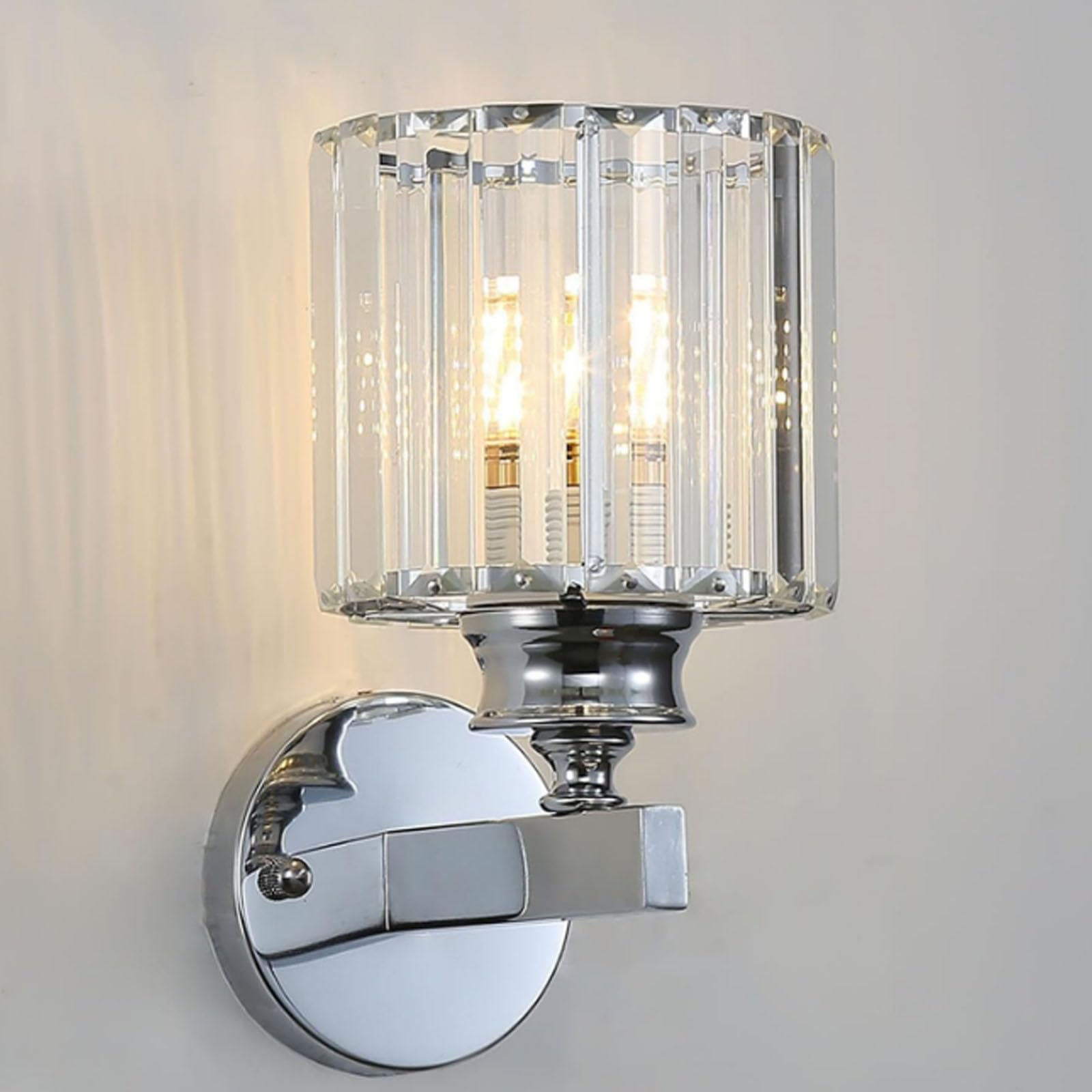 FZQSXAZU Wall Sconces lights,Wall Lighting Fixtures,Small Lights Bathroom Vanity Glass Lamps for Living Room Bedroom Hallway Over Mir(Color:Silver Round)