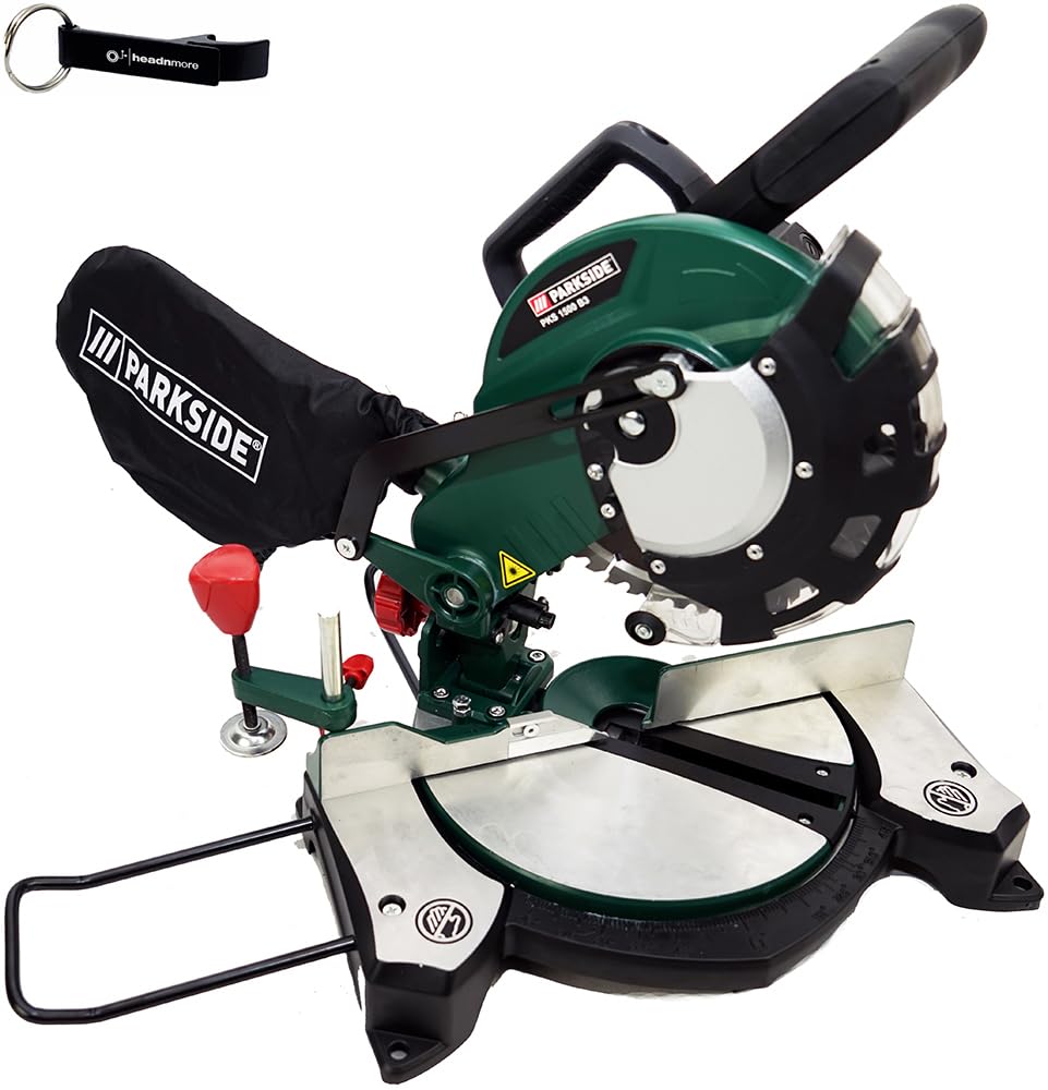 HEADNMORE® Bundle PKS 1500 Scie radiale à onglet Parkside® avec porte-clés HEADNMORE®