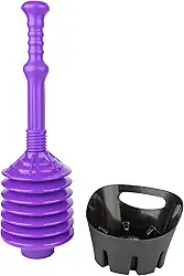 JS Jackson Supplies Desentupidor de sanita sanita de fole roxo com bandeja de armazenamento preta