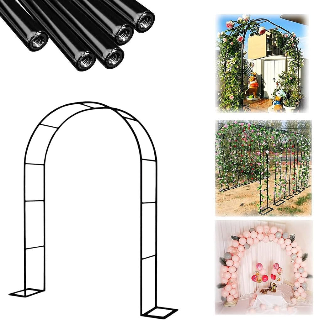 Outdoor Metal Arch Garden Arbor with Base 140Cm 180Cm 240Cm 300Cm Wide Black Trellis Various Archway Flowers Climbing Plant Lawn Backyard,Green,W1.8M*H2.2M
