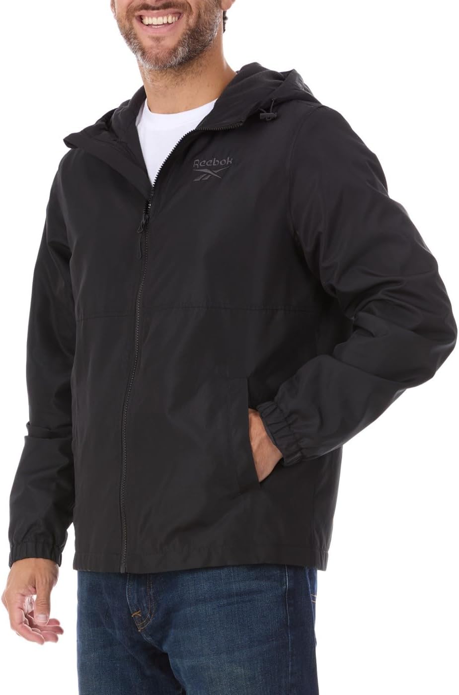 Reebok Rain Jacket Men with Hood, Windbreaker Men Lightweight