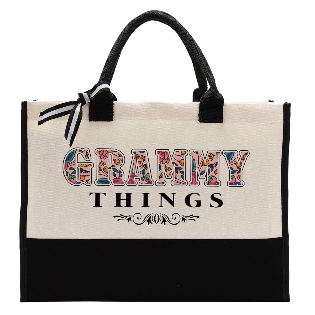 Grammy Canvas Tote Bag for Women - Novelty Gift for Mother's Day, Birthday, Christmas - Reusable Cotton Shopping Bag