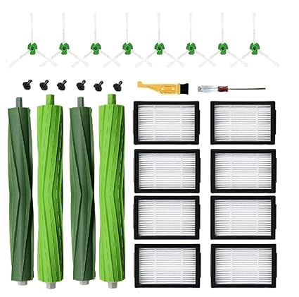 Replacement Parts Compatible for iRobot Roomba E&i&j Series i7 j7 i3 i4 i7+ Plus i3+ i4 i4+ i6 i6+ i8 i8+ E5 E6 j7+ Plus, Multi-Surface Rubber Brush, High-Efficiency Filter, Edge-Sweeping Brush