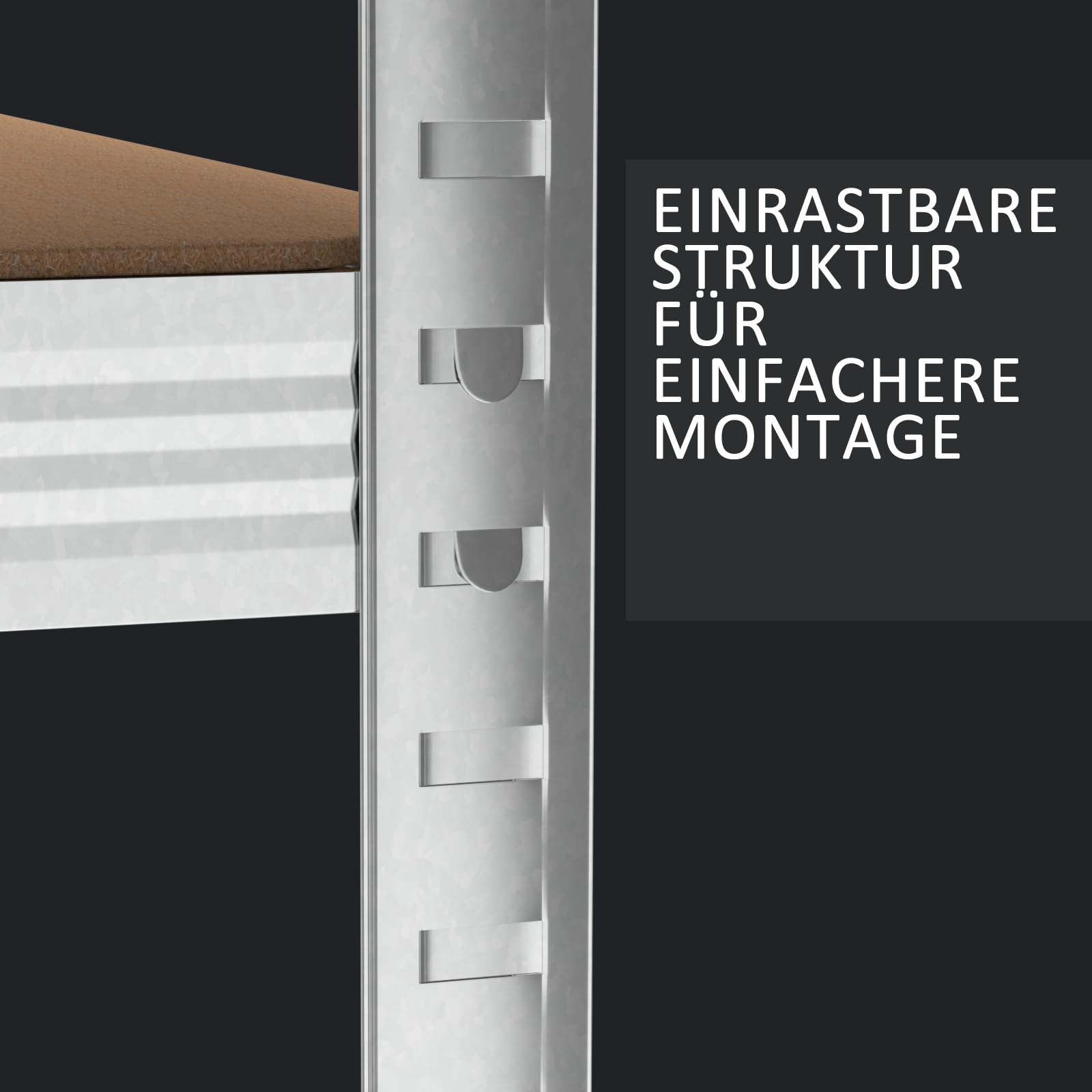 Estantería de metal galvanizado, 180 x 90 x 40 cm, unidad de 5 capas - componentes sin pernos de metal y MDF, estante de almacenamiento para garaje, estante ajustable, fácil de montar, capacidad total