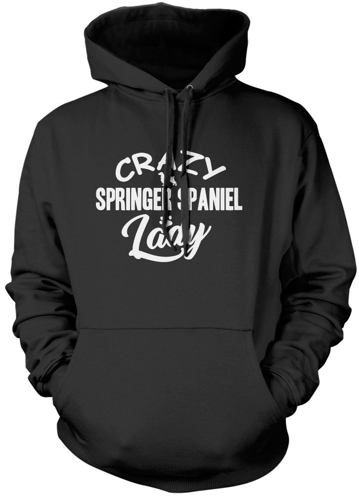 Hotscamp Boys Black Crazy Springer Spaniel Lady Unisex Hoodie - Medium