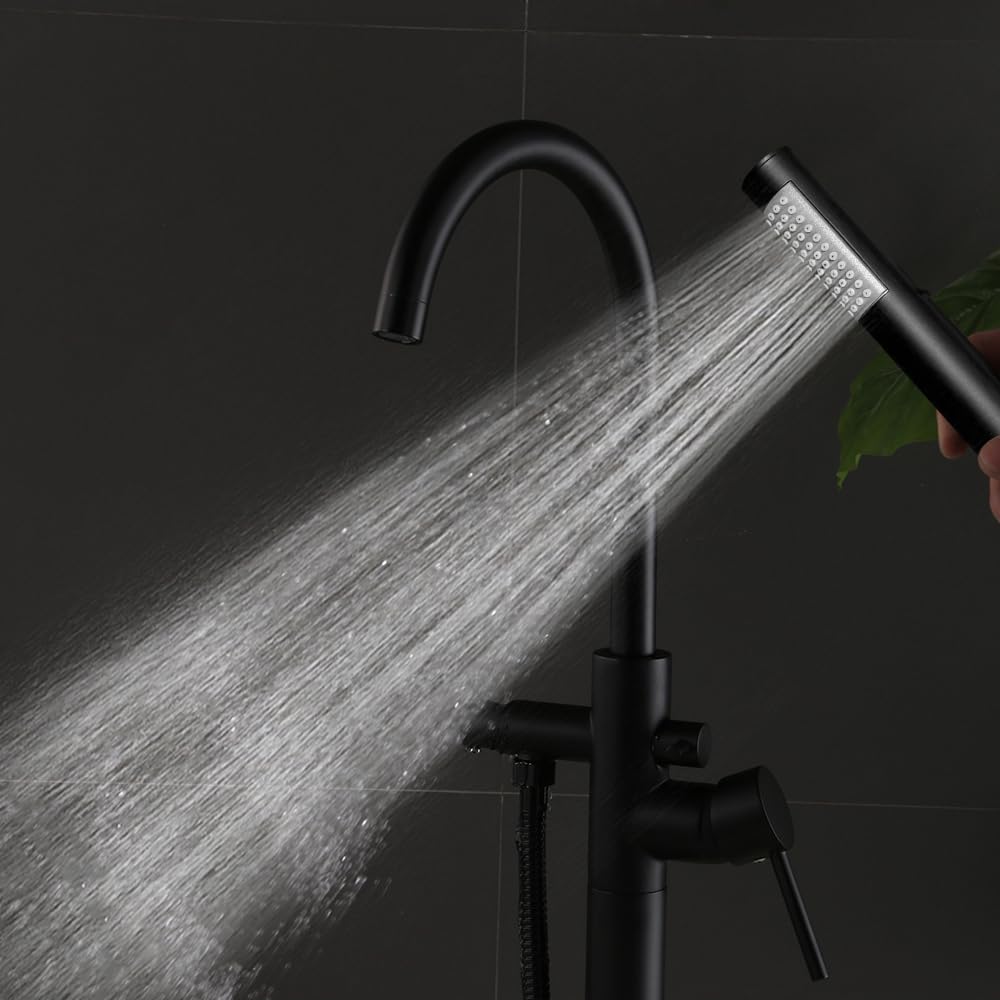 Grifería de bañera independiente con alcachofa de mano, Grifo diseño de pie