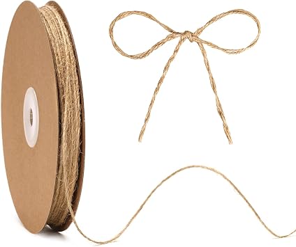 KINGLAKE Natural Jute Twine String - 1.5mm Twine String for Crafts 328 Feet 2 Ply Jute Rope for Gift Wrapping Christmas Packing Arts Decoration Wedding Gardening