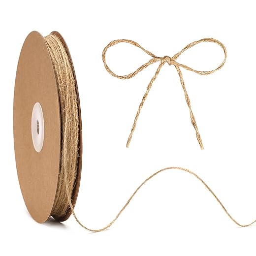 KINGLAKE Natural Jute Twine String - 1.5mm Twine String for Crafts 328 Feet 2 Ply Jute Rope for Gift Wrapping Christmas Packing Arts Decoration Wedding Gardening