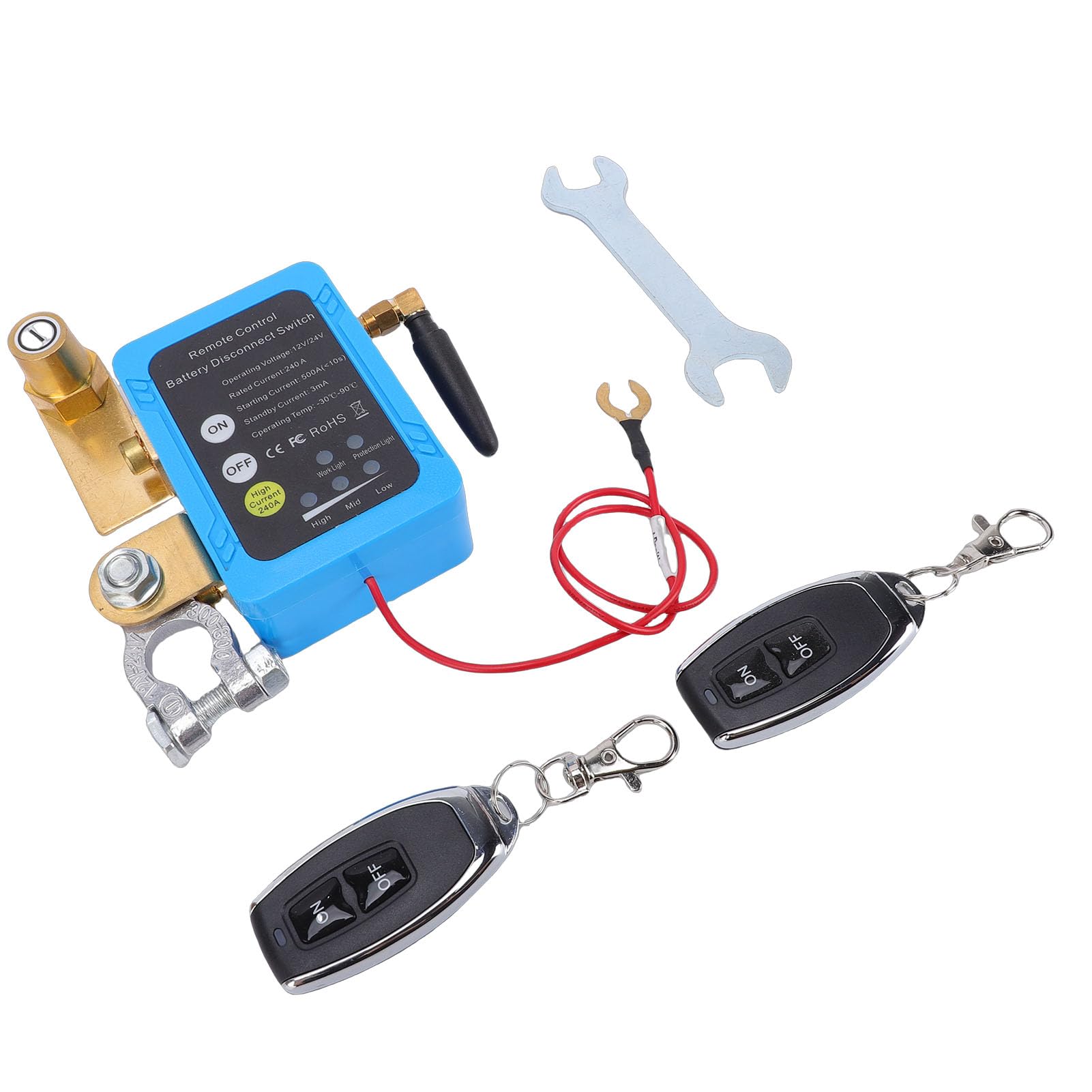 Interruttore Staccabatteria, ABS e Ottone con Telecomando, 240A 12V 24V per Auto, Camion, Barche Previene il Consumo di Energia