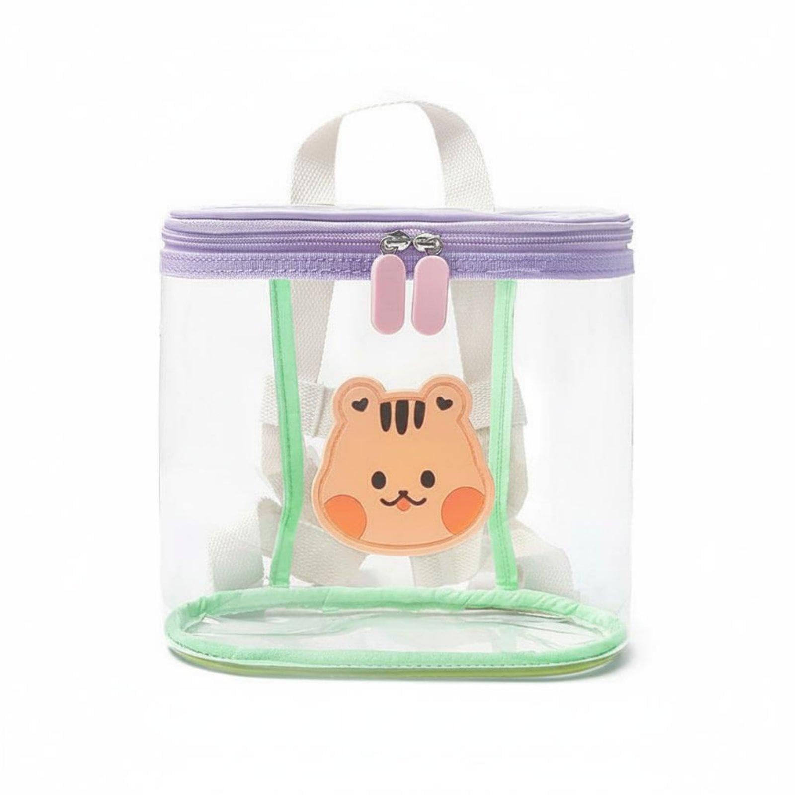 ™ Animal Print Clear Backpack Color Contrast Clear Jelly Backpack Cute Storage Bag for Beach, Travel, Swimming Purple Green Squirrel-image-23