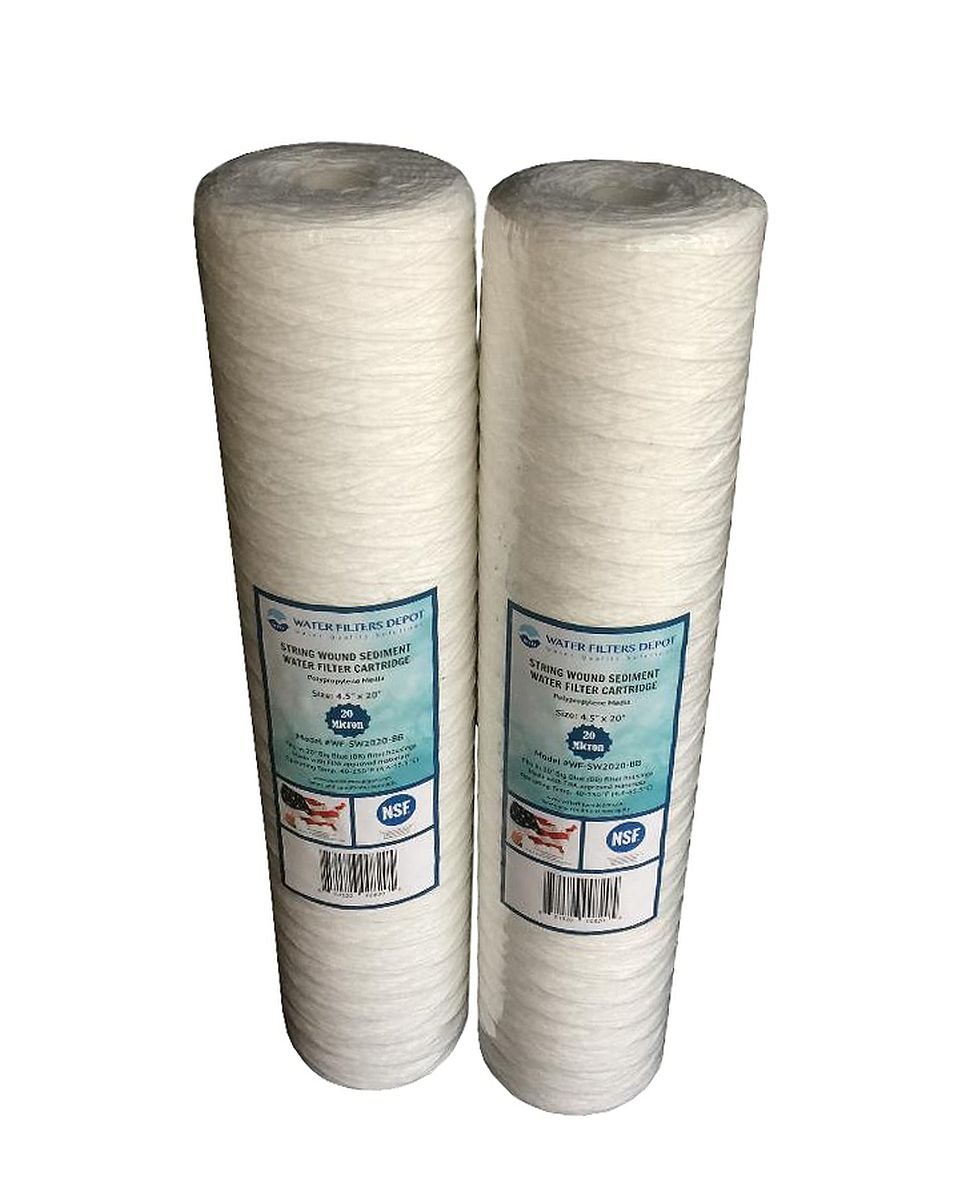 Wasser Filter Depot (WFD) wf-sw2020-bb 11,4 x 50,8 cm String Wound Sediment Wasserfilter Kartusche durch, passen in 50,8 cm Big blau (BB) Gehäuse der Filtration Systems (20 Mikron) 20 Micron