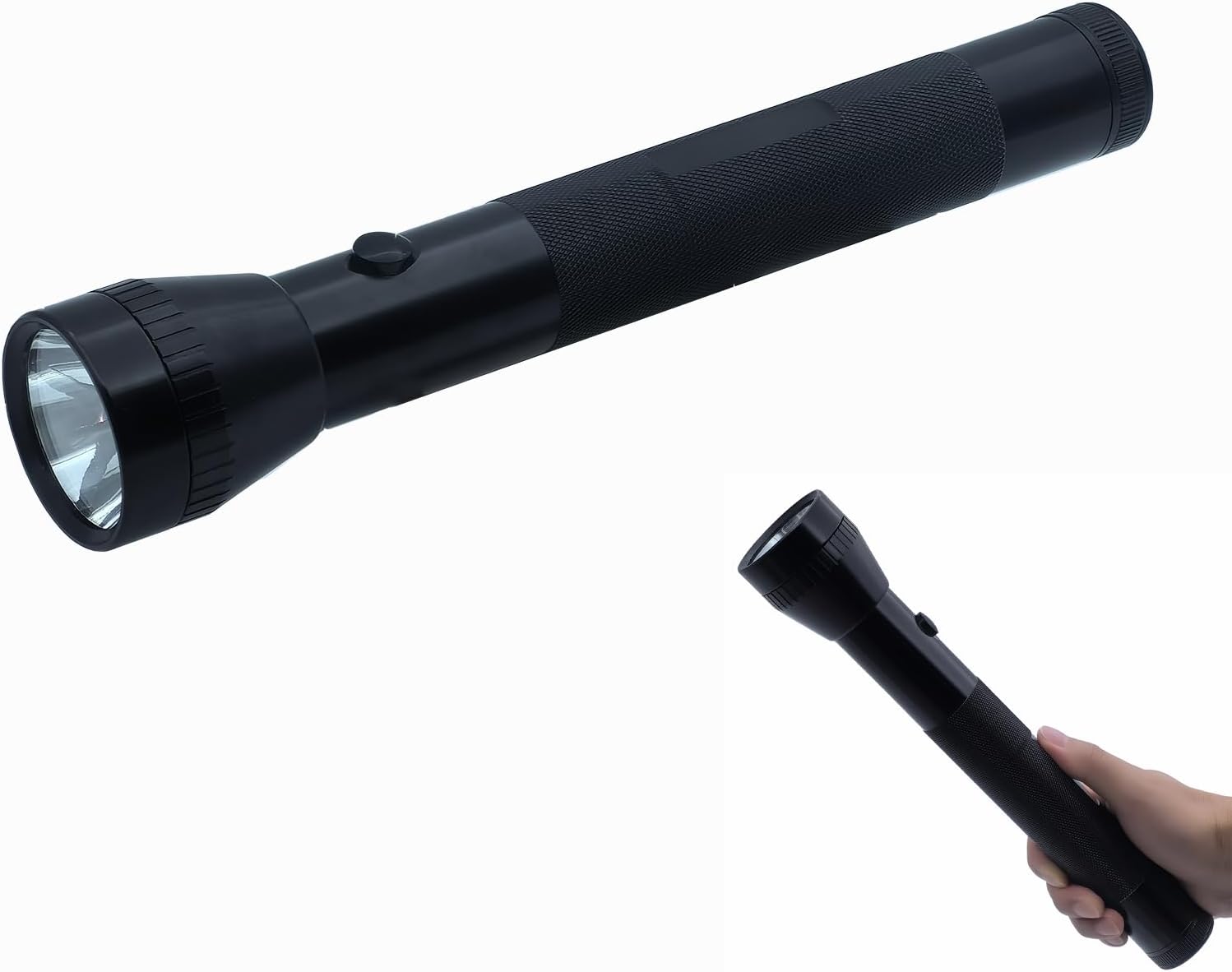 Darlur Heavy Duty Powerful LED Flashlight, 3 D Cell Battery, High Lumens, Single Mode, Aluminum Body, Black