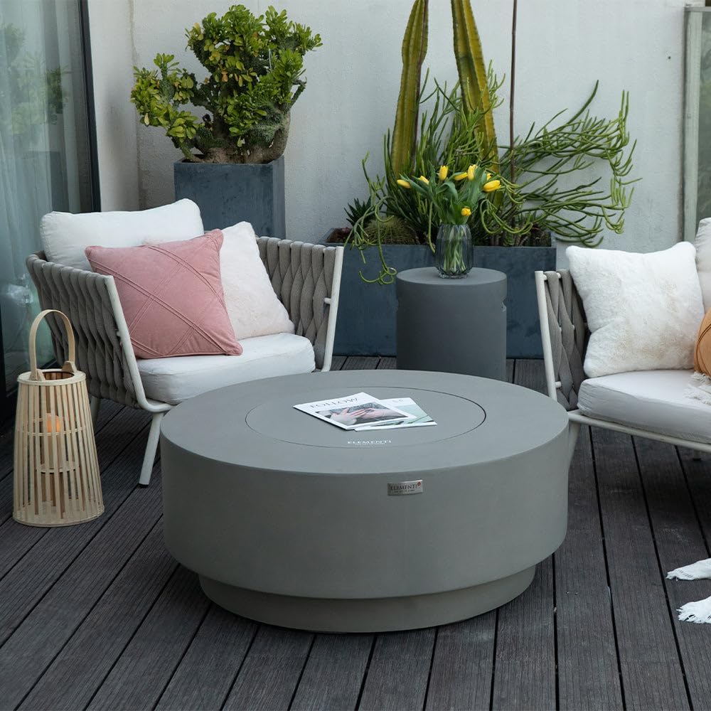 Colosseo Concrete Fire Pit 40.9" x 40.9" Outdoor Patio Firepit Includes Fire Glass Modern Fire Pits & Outdoor Fireplaces for Garden, Deck, Indoor & Outdoor Heating
