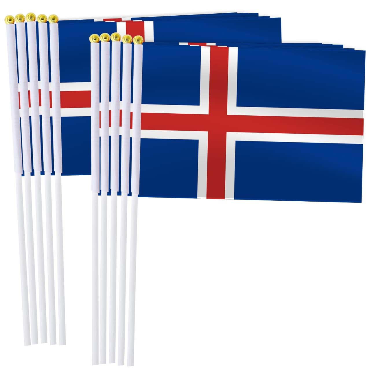 25 Pack Iceland Handheld Small Flag,Mini Icelandic Hand Held Miniature Stick Decor โ image 1