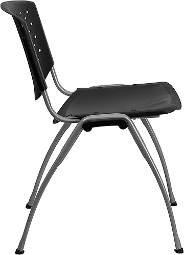 Miniatura 6 de Emma + Oliver Silla apilable de plástico naranja para el hogar y la oficina con respaldo perforado - Silla de invitados