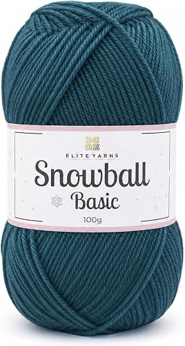 Snowball Basic Double Knit Yarn, 100% Acrylic, 100g, Soft and Durable, for Knitting and Crochet, Pack of 5 (SBB19 - Petrol Green)
