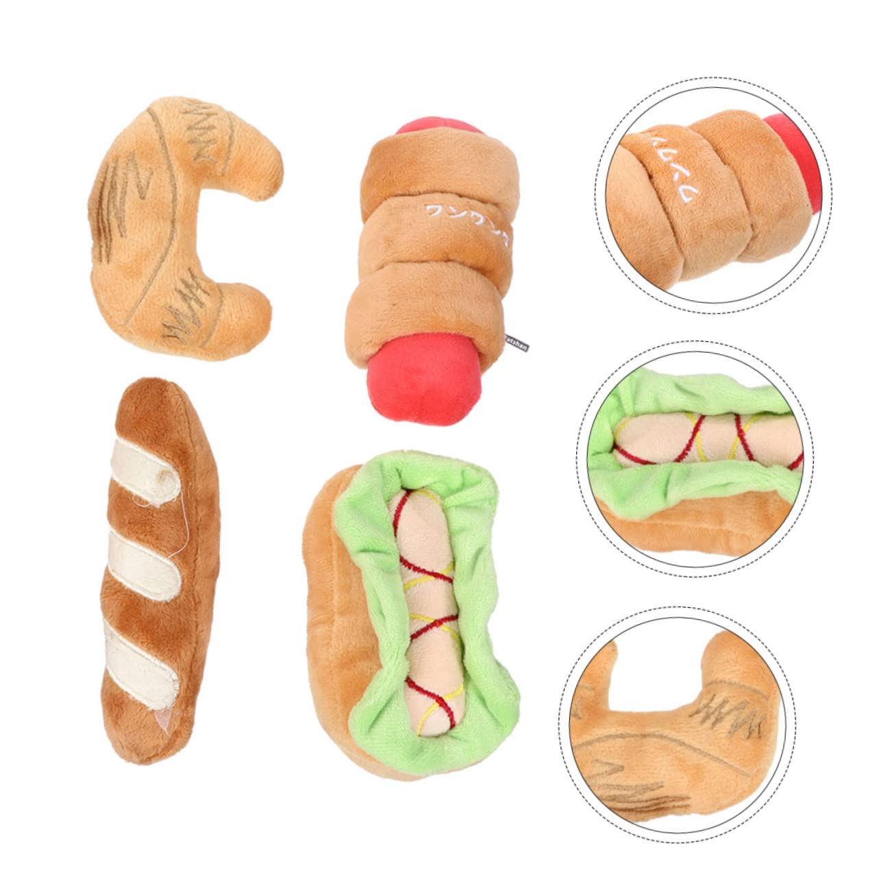 YARNOW 12pièces Jouets Peluche Squeak pour Chiens Et Jouets Molarisés Résistants pour Chiots De Hamburger Saucisse Jambon