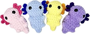 Axolotl Adorable Handmade Crochet Axolotl Stuffed Toy - Baby Axolotl Perfect Plushie for Girls & Boys, Soft and Huggable, 6 inches Tall (Purple)