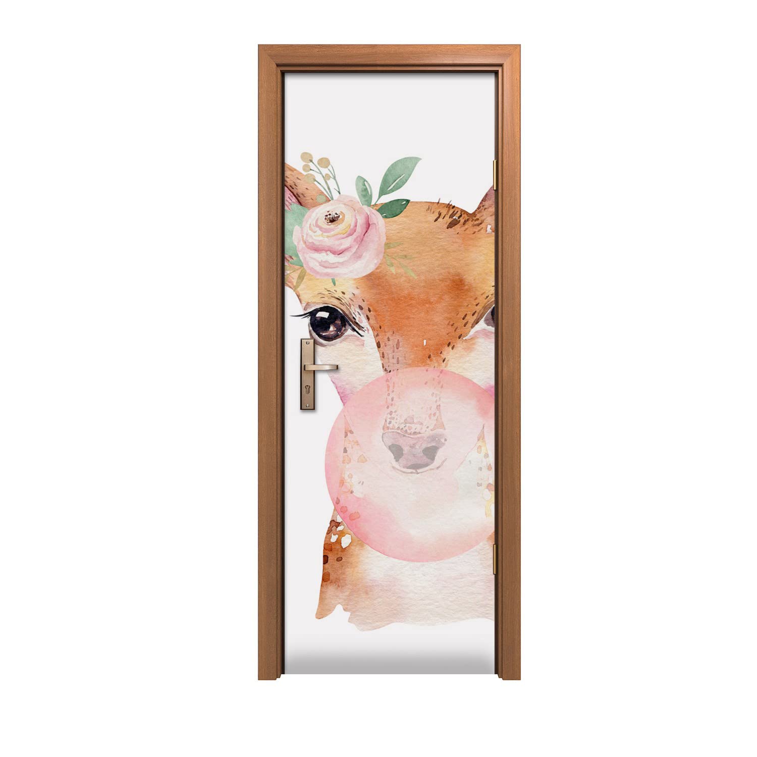 Autocollant de porte vinyle lavable décoratif Lis Raccoon Sarna 70x200cm