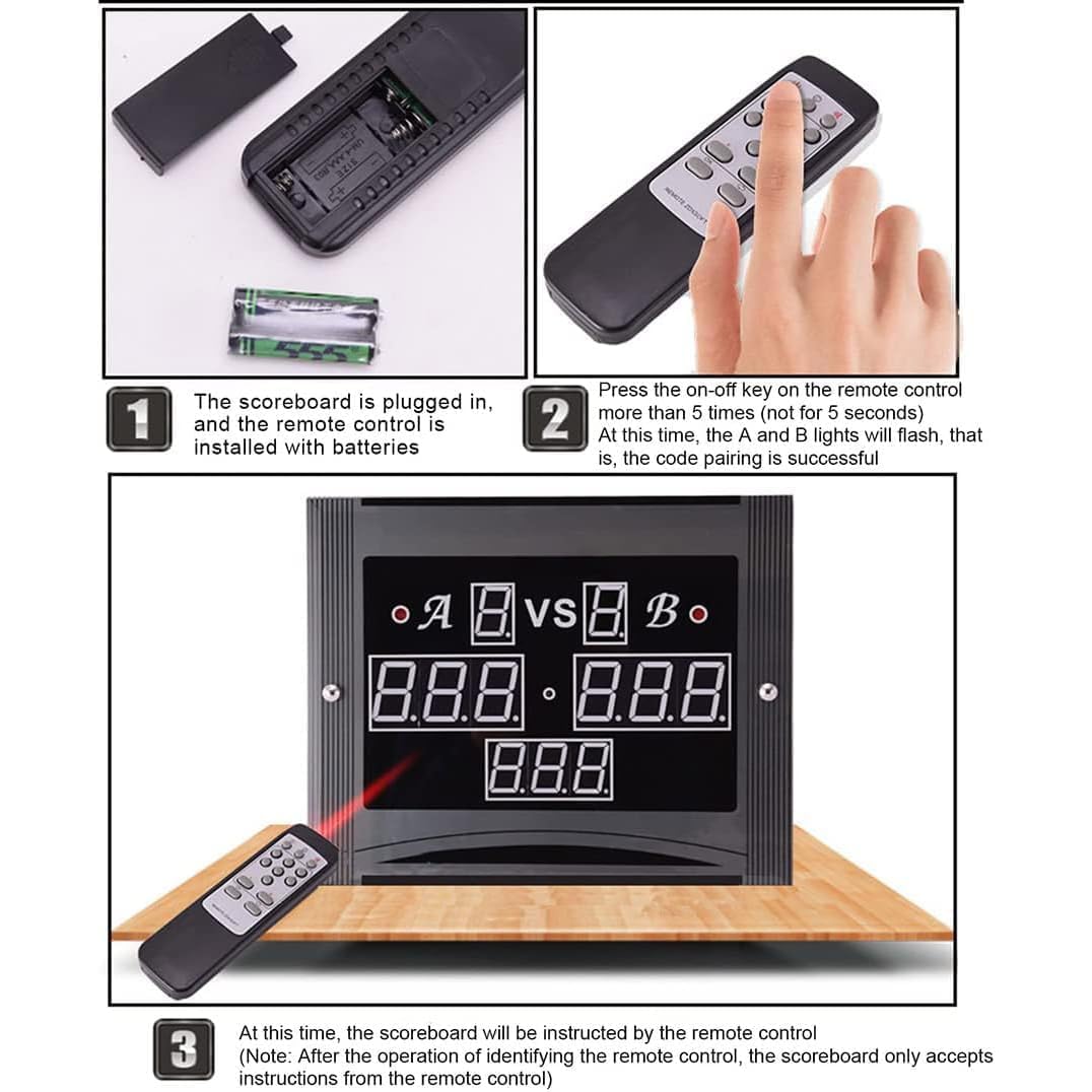 Tableau de score numérique LED Snooker – Contrôle à distance de table de billard de billard, score de 0 à 199, compteur électronique de bureau pour billard et jeux de billard