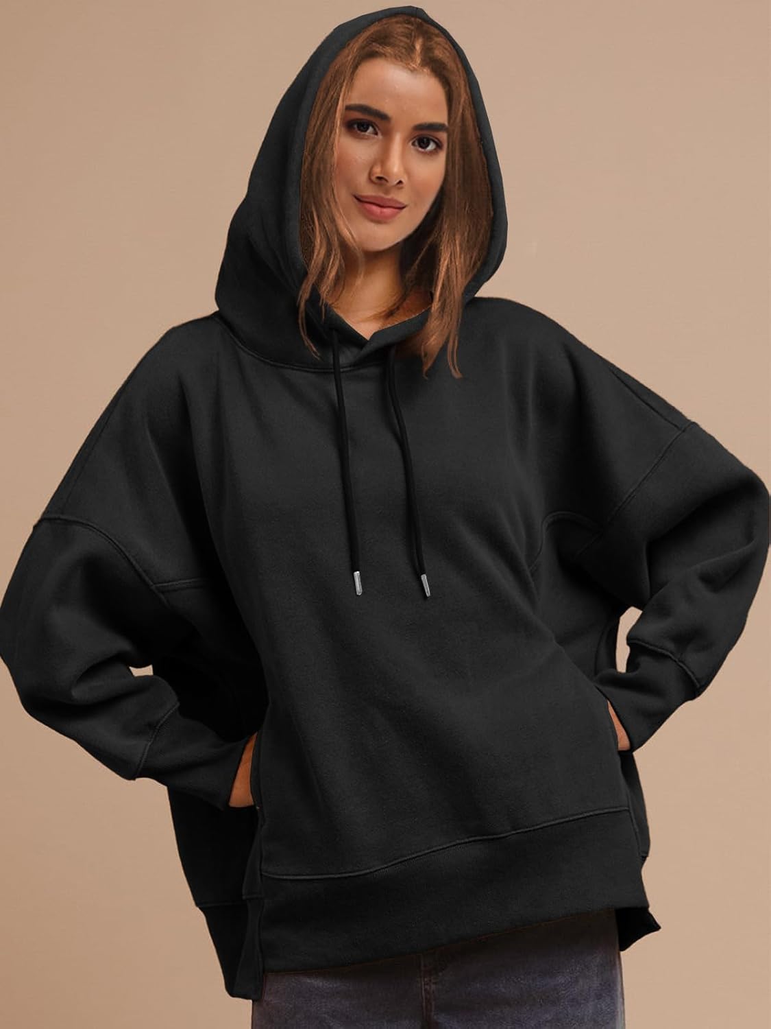 Womens Oversized Hoodies Casual Long Sleeve Drawstring Sweatshirts Pullover Fall Winter Outfits - Image 2