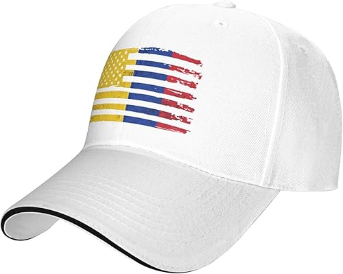 Miniatura 2 de Gorra de béisbol colombiana con bandera de Colombia americana de Estados Unidos, gorra de béisbol para papá con visera plana, sombrero de hip hop