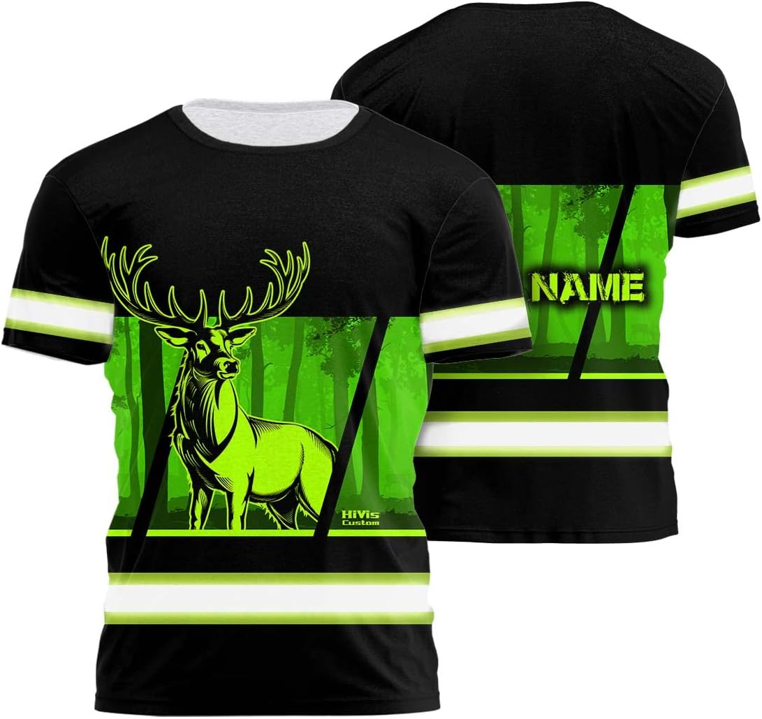 Eagle US Flag High Visibility Shirt for Men Hi Vis Shirt Custom Name Class 3 Reflective Safety Shirts Workwear