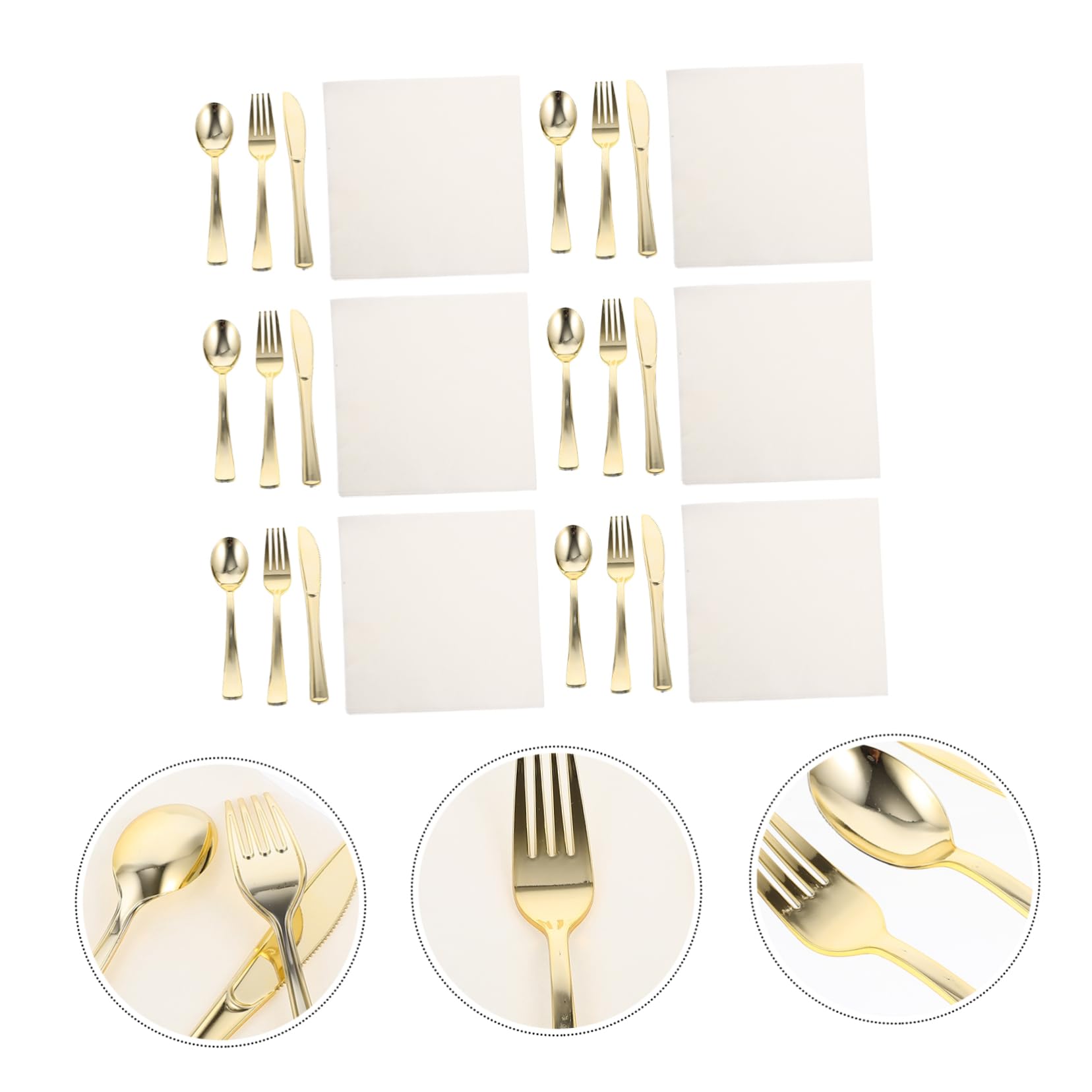 NAMOARLY 6pc Plastic Dinnerware Knife Spoon Set Delicate Cutlery Kit Lightweight Napkin Serving Kit