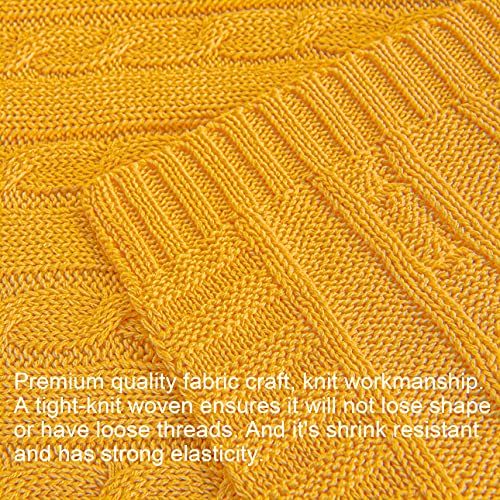 Image of NTBAY 100% Pure Cotton Cable Knit Toddler Blanket, Super Soft Warm Breathable 30x40 Baby Blanket for Crib, Stroller, Nursery, Travel, Newborn, 30x40 Inches, Turmeric