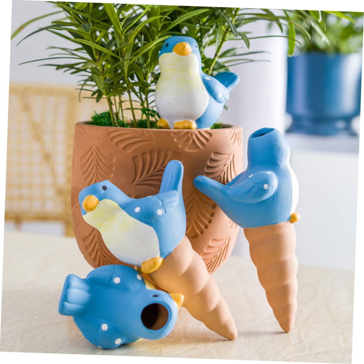 Didiseaon Gocciolatore Automatico per Piante in Vaso, 4 Pezzi, Ceramica | Controllo del Volume D'acqua, Facile da Usare, Resistenza All'usura, per Prato e Patio