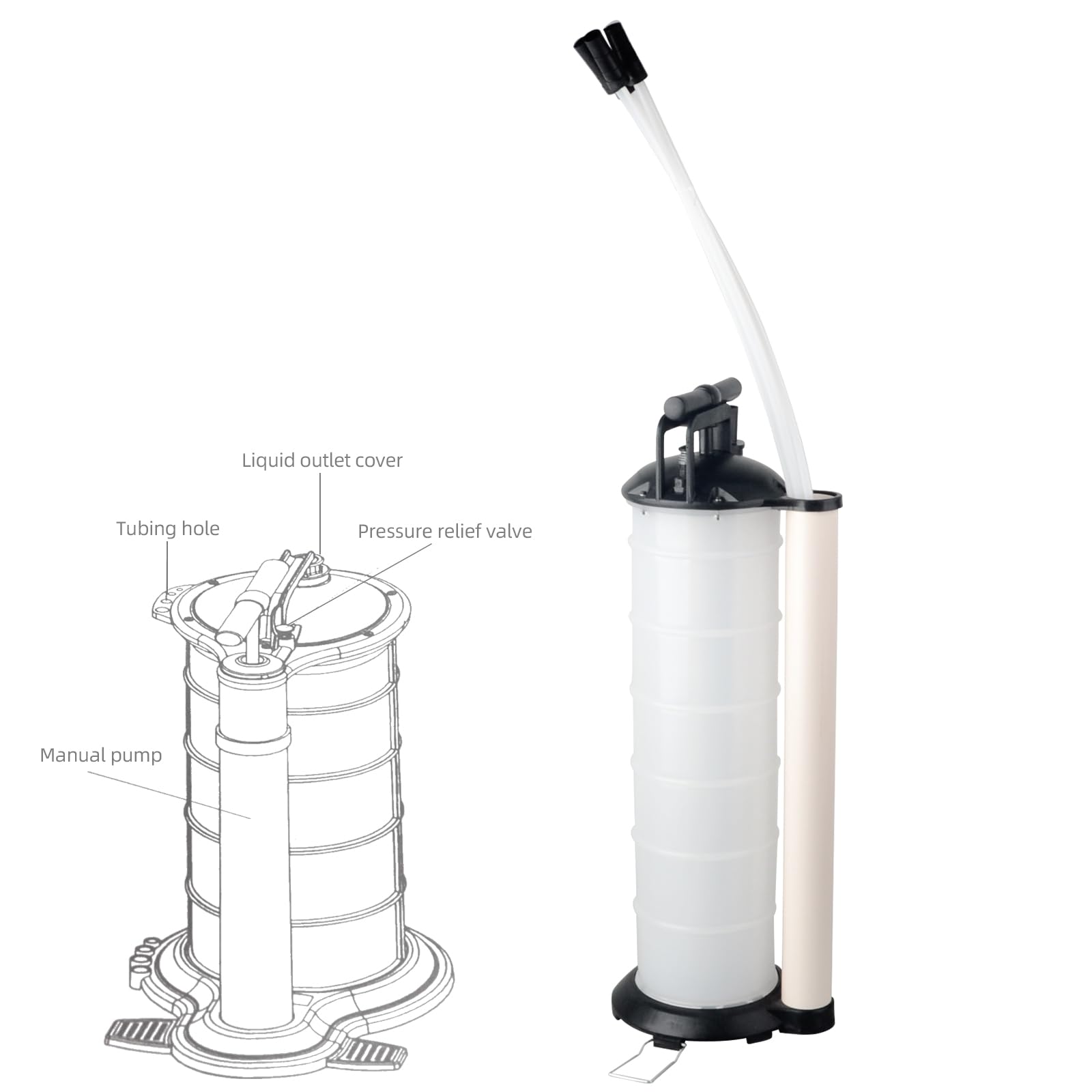 DAYUAN Extractor manual de aceite y líquido de vacío de 7 litros, bomba de mano con 4 tubos