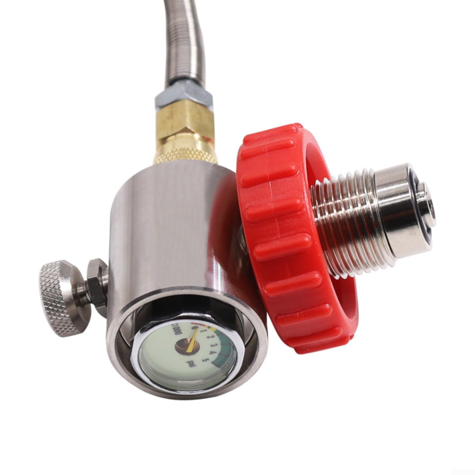 Manometro per immersioni subacquee con adattatore di riempimento da G5/8 a 7/8, doppio calibro luminoso fino a 6000 PSI, tubo a molla da 24 pollici per ricarica cilindro (SFC044)