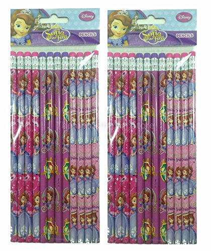 Disney Princess Sofia The First Pink and Purple Pencils and Erasers