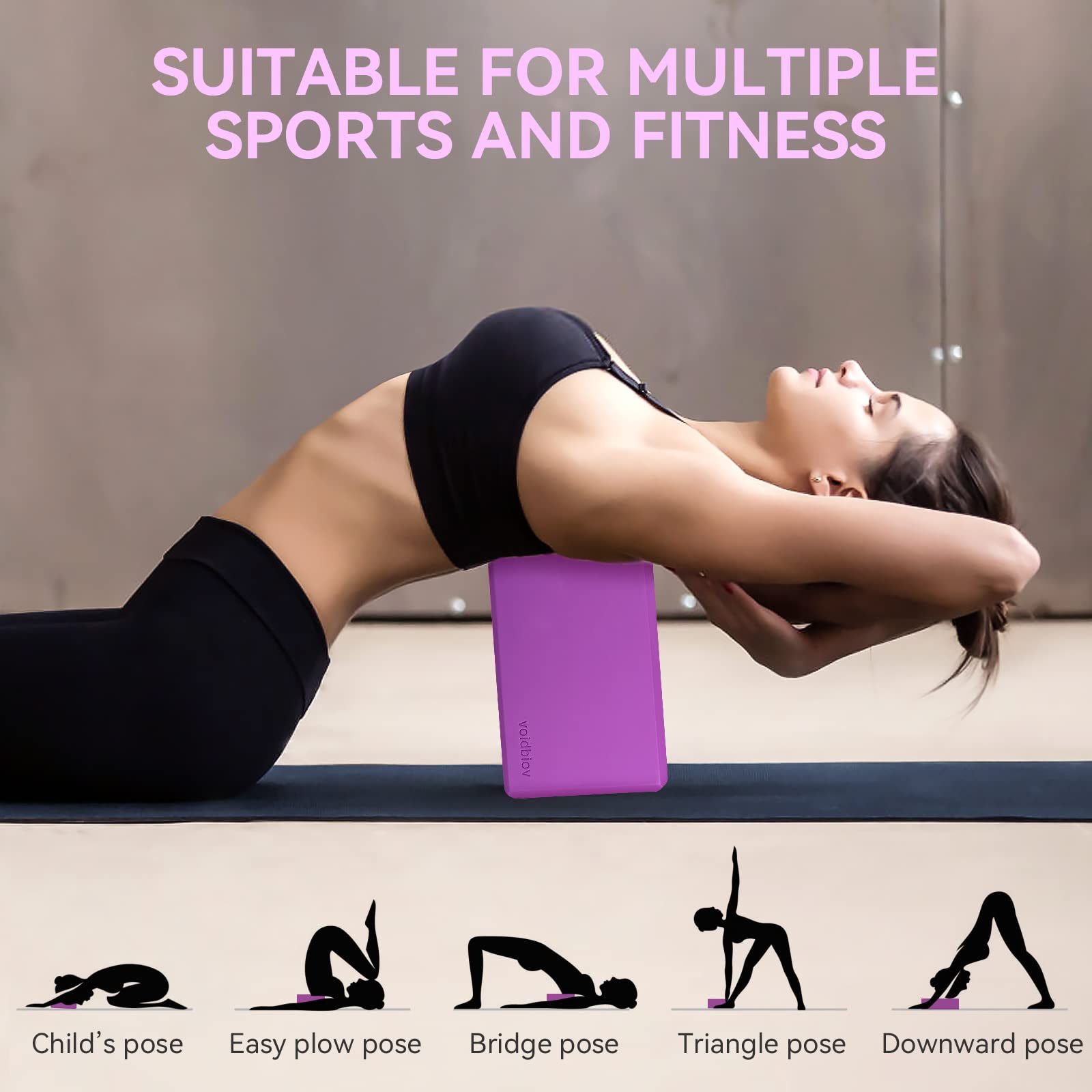 Blocchi di yoga in schiuma Mattoncini per esercizi di Pilates, blocco funzione ausiliario di danza ad alta densità 9 "x6" x3 ", Offre supporto e stabilità